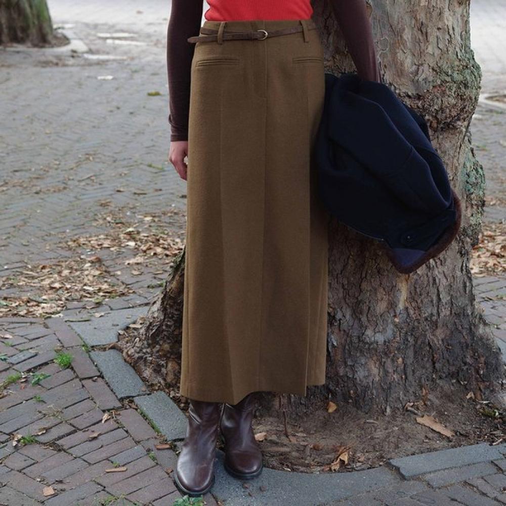 On On Wool Maxi Skirt New5wsa39 BROWN/M_02