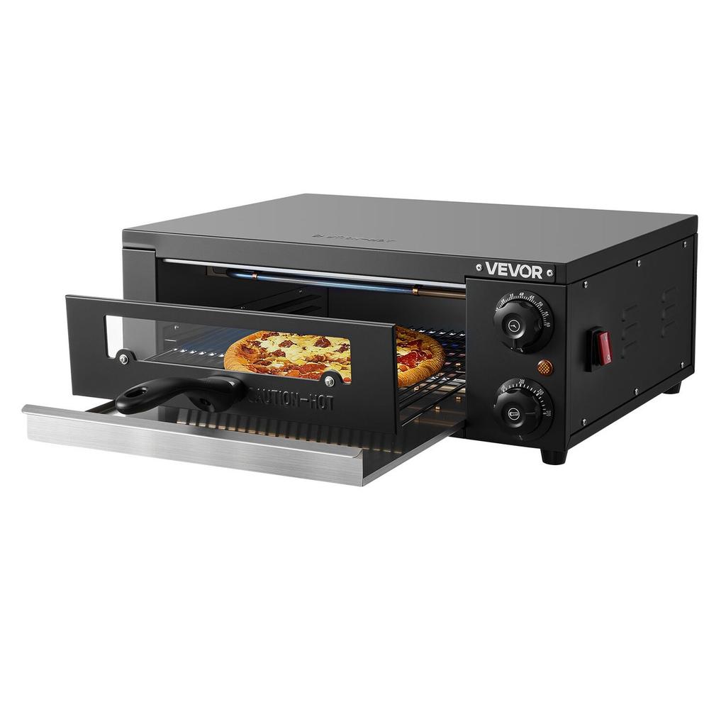 Four à Pizza Électrique, Four à Pizza de Comptoir 304,8 mm, Plage de Température 25 à 300 °C, Fabricant de Pizzas Intérieur 1450W avec Minuterie et Contrôle de Température, Cuiseur à Pizzas avec Double Chaleur