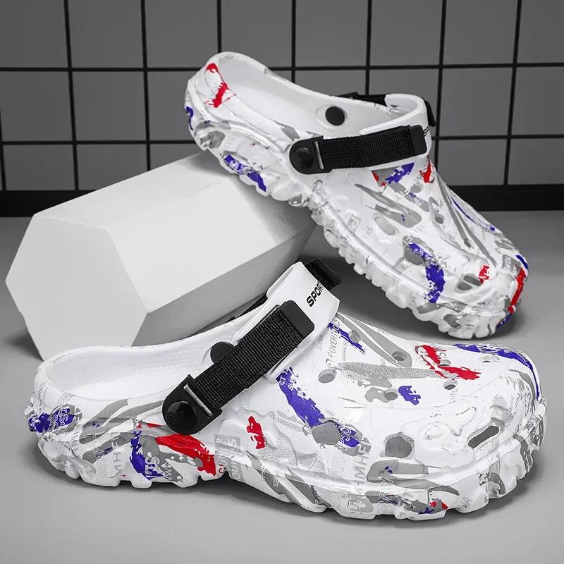 Plus Size 47 Summer Men Sandals Clogs Outdoor Garden Clogs Hole Shoes Male Casual Shoes Water Shoes Comfort Home Soft Slippers