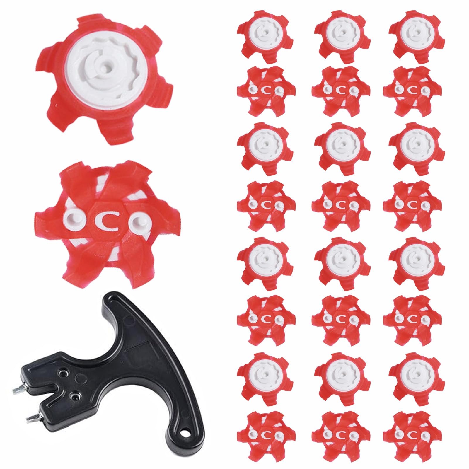 Sitengle Golf Shoe Spikes, 24 Pieces, Wrench Included, Replacement Spike красный