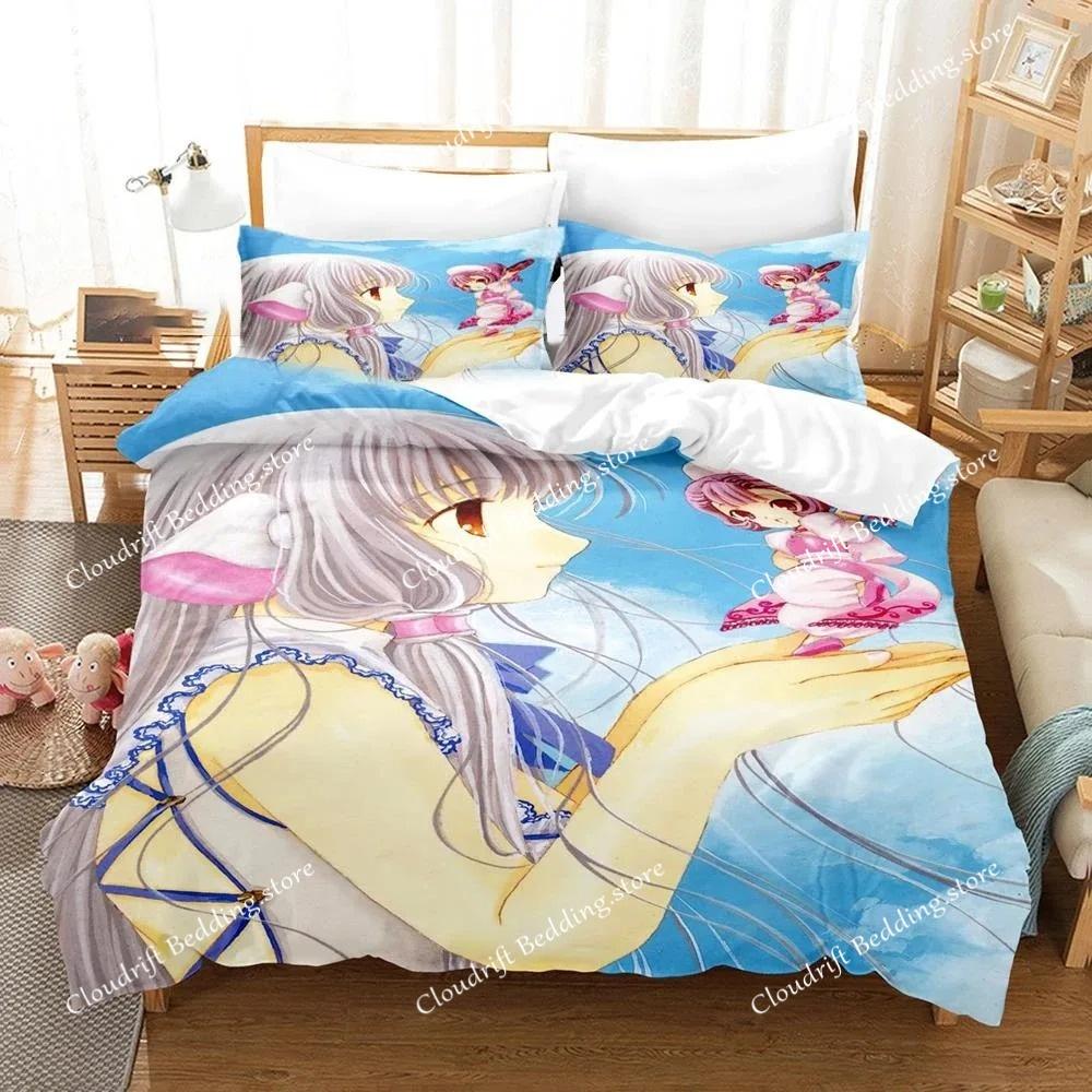 3D Printing Kawaii Anime Chobits Chi Bedding Set Boys Girls Twin Queen Size Duvet Cover Pillowcase Bed Kids Adult Home Textile