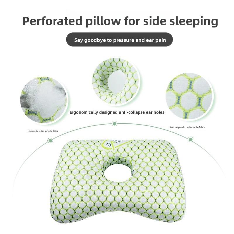 Pernă pentru Piercing Ureche cu Umplutură de Bumbac Pernă Respirabilă Ergonomică cu Orificiu pentru Ureche Pernă Portabilă Confortabilă pentru Cercei