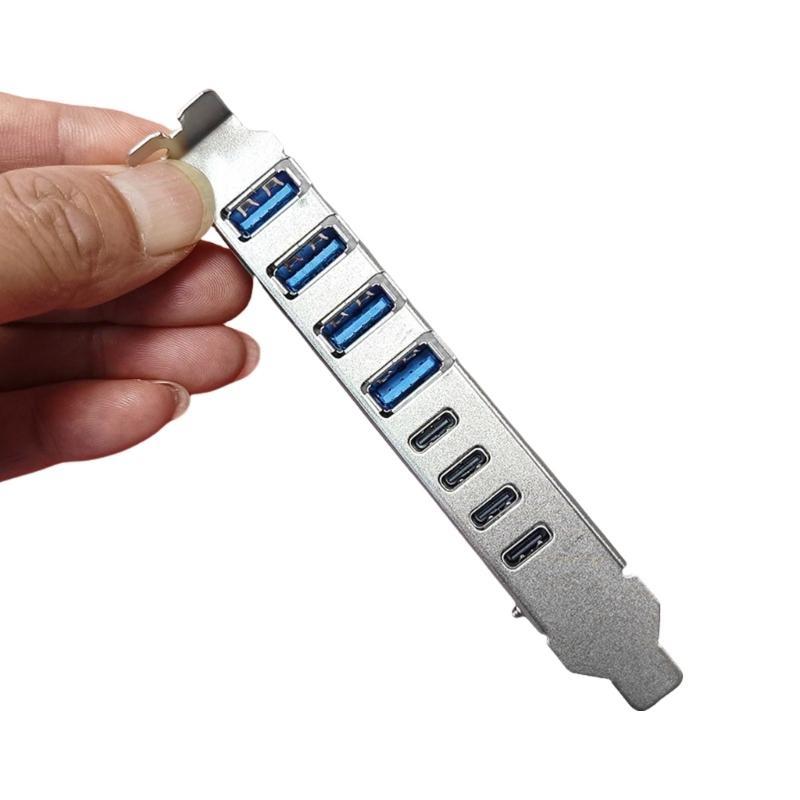 PCIe to 4 Port USB 3.2 and 4 Port TypeC Expansion Card ASM1142 Control, 10Gbps Fast Speed for Desktop
