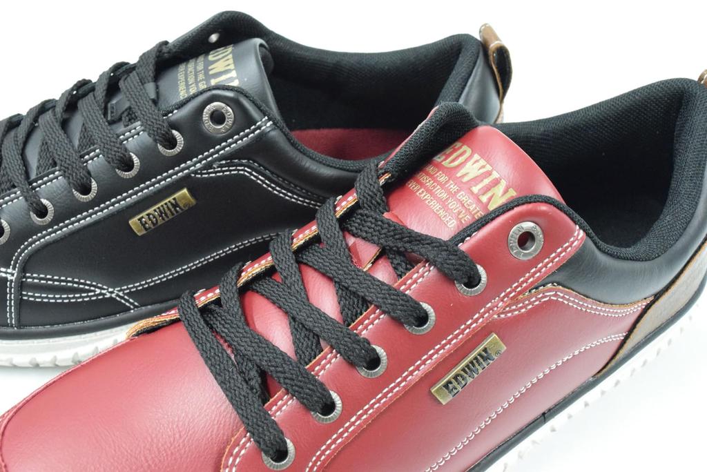 Edwin Lightweight Sneakers with Wide and Casual Size Men's Wingtip, Non-Slip, Stylish, Simple, Easy-to-Match Style, 25.0 cm, Red, EDW-7769