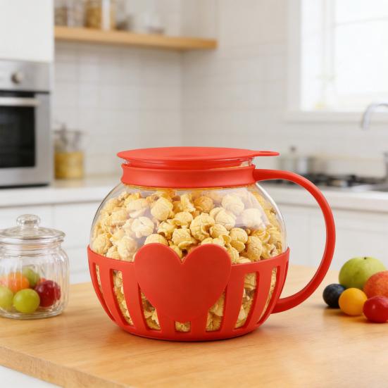 Microwave Popcorn Maker Borosilicate Glass Popcorn Popper with Dual-Function Lid for Healthy Homemade Snacks Quick Popcorn Making