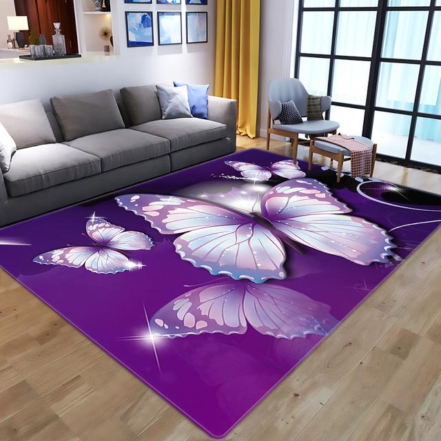 

Dream Purple Butterfly Pattern Carpets Soft Play Rug For Kids Room Living Room Bedroom Cartoon Printing Game Mats 80x120cm