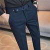 Men's Slim-Fit Non-Iron Suit Pants with Stylish Waistband - Korean Casual Long Dress Pants