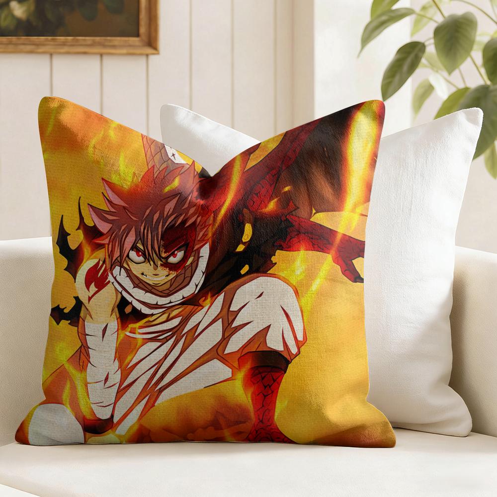 Anime FFAIRY TAIL Cushion Cover Natural Linen Double Sided Print Throw Pillow Case for Sofa Couch Home Decor