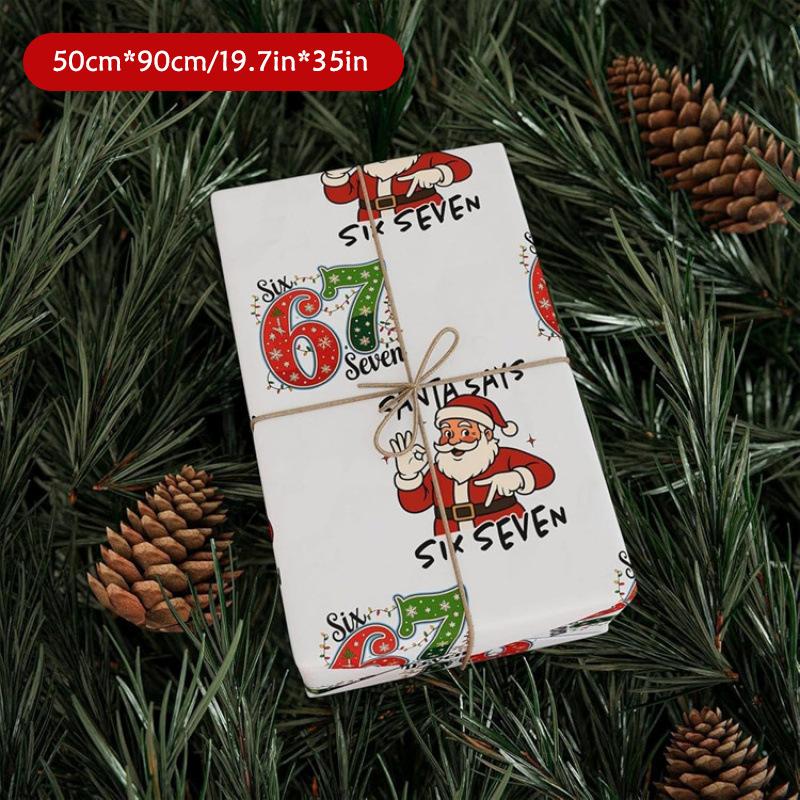 67 Vánoční balicí papír, 6 7 Balicí papír, 67 Vtipný vánoční balicí papír pro děti, Santa 67