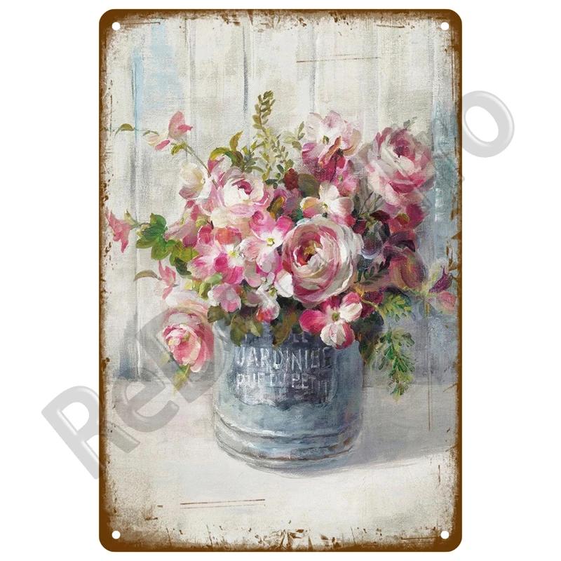 Metal Sign For Bar Home Wall Decor Art Tin Signs Flower Poster Gift Birds Vintage Metal Plaque Plates Decor Garden Flower Rules