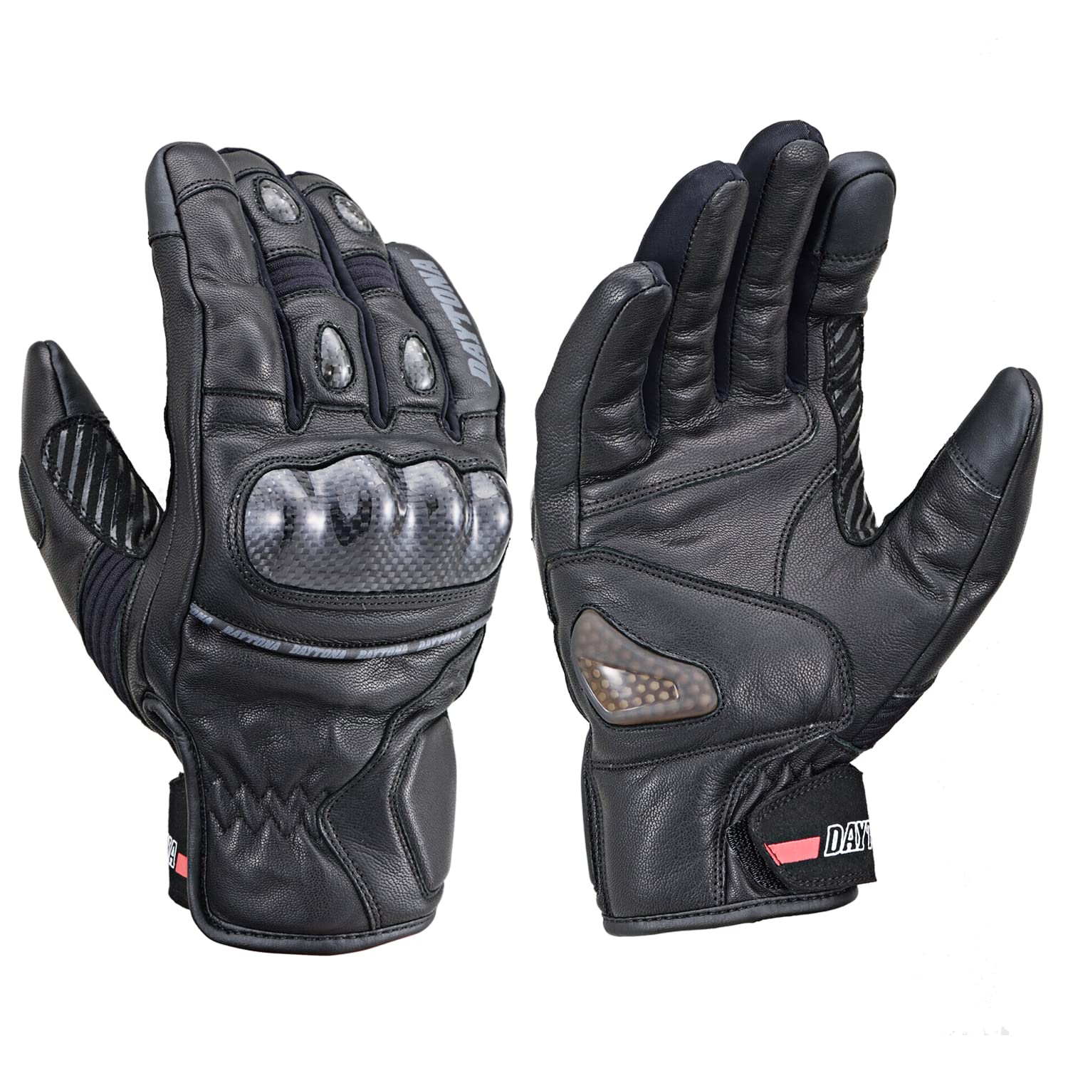 

Перчатки Daytona Motorcycle из натуральной кожи и карбона для смартфона AW Sports, короткие/средние 22157, осень/зима, (Козья кожа), Водонепроницаемый, ветрозащитный, чёрный