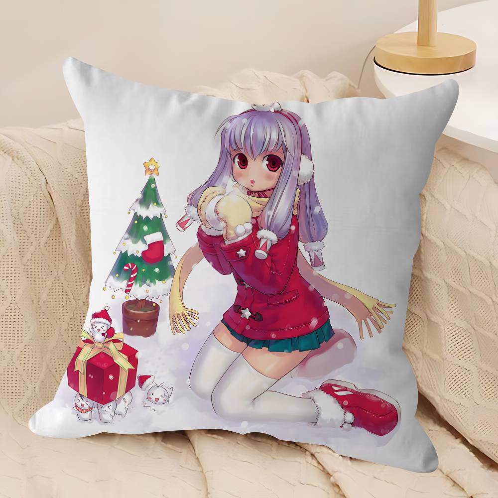 

Anime Christmas Girl Cushion Cover Inches Farmhouse Decor Home Throw Pillow Covers For Couch Decorations 12x12Inch