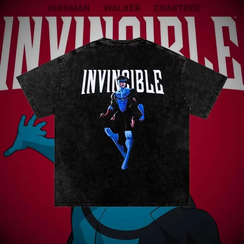 Vintage Unisex Tričko Invincible Mark Grayson Potlačené Prané Bavlnené Tričko Letné Harajuku Streetwear Pánske Dámske Topy Oblečenie