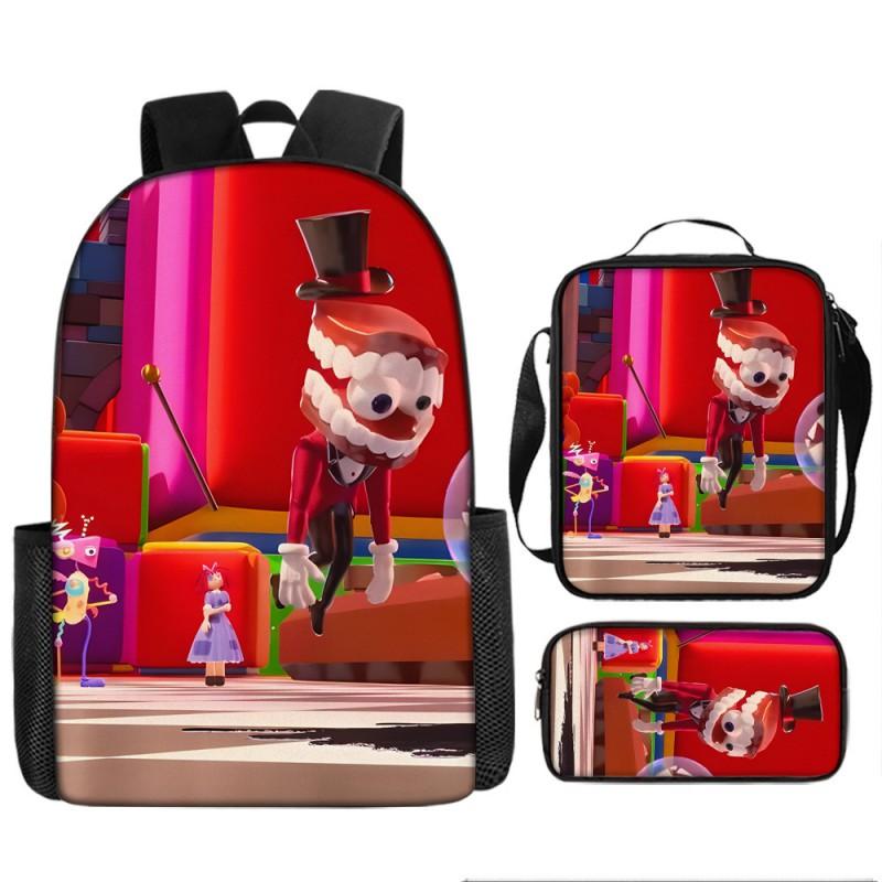 Kids School Backpack Set With Pencil Case Crossbody Bag - Cute Cartoon Print Oxford Fabric Lightweight Breathable Grades