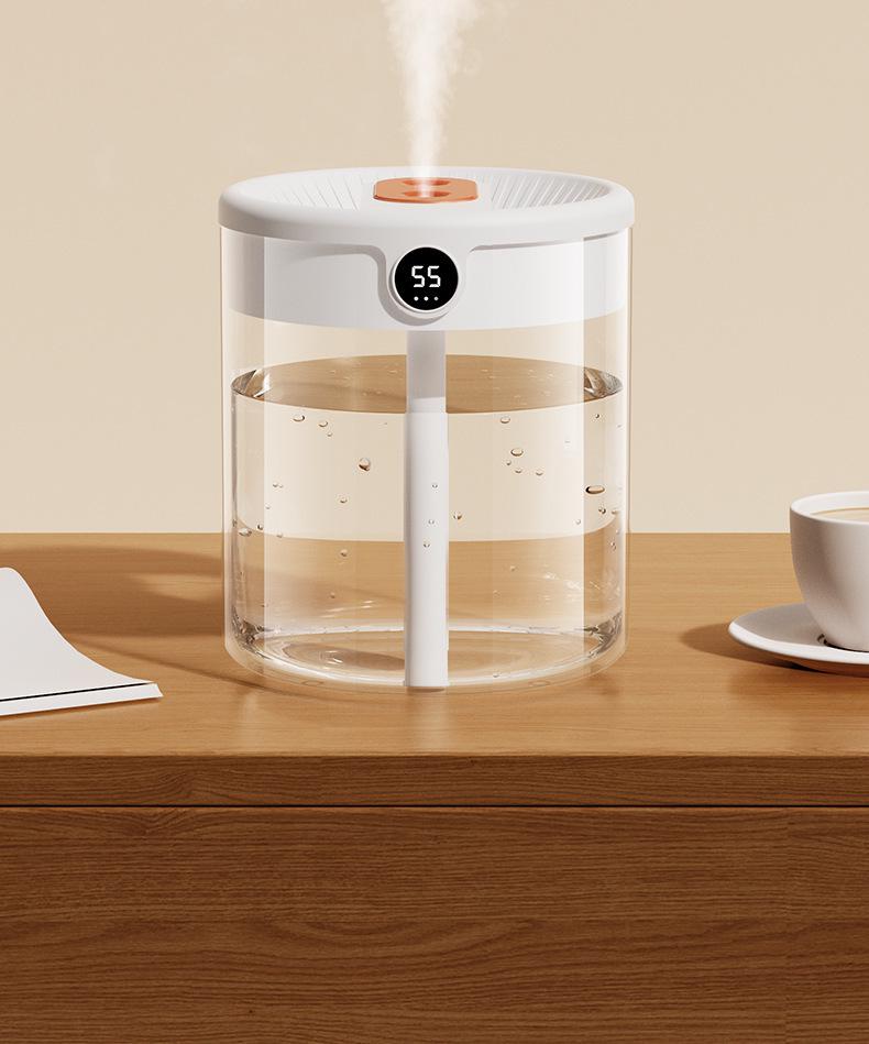 USB 2L Double Spray Humidifier with Silent Operation & Night Light for Home & Office