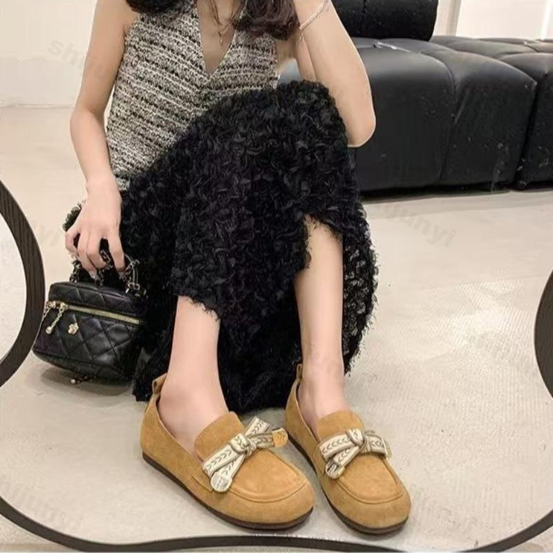 Fashion Women's 2025 Spring New Versatile Comfortable Single Shoe Flat Soled Retro Style Fashion Bows Designed Fashion Lightweight pumps