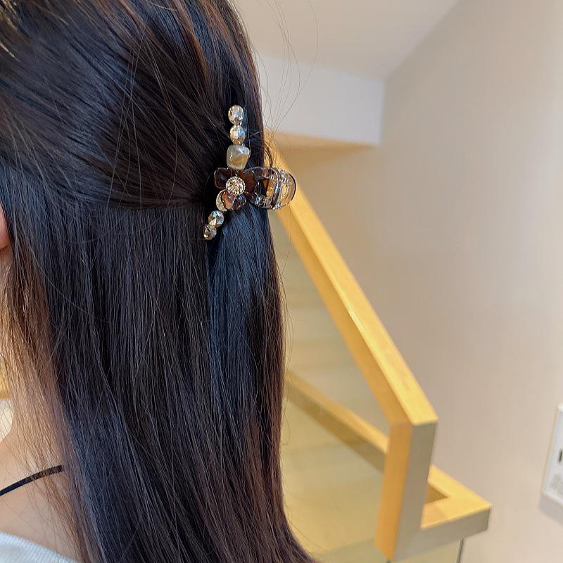Korean Luxury Style Elegant Flower Diamond Acrylic Hairpin