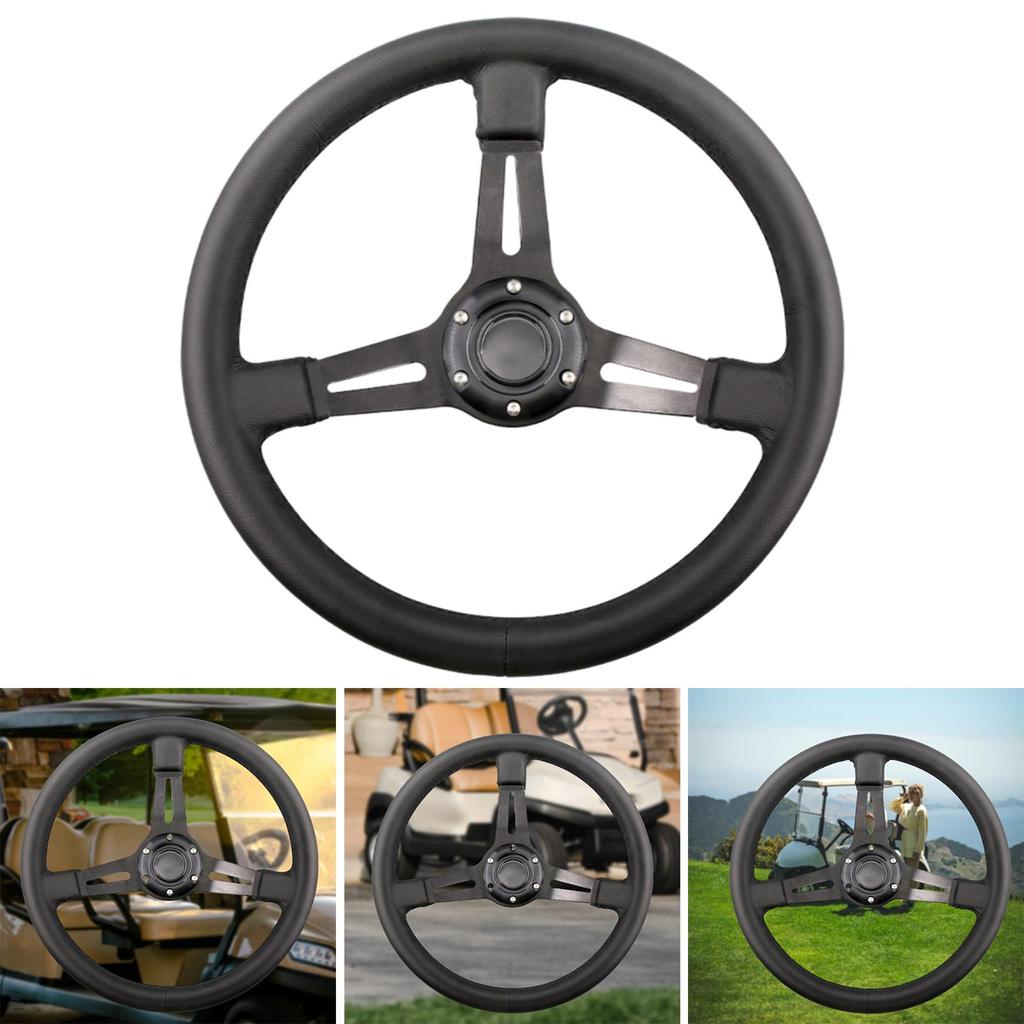 Golf Cart Sports Style Steering Wheel with PU Cortex Material and Precise Fit for Club Car Golf Cart Parts