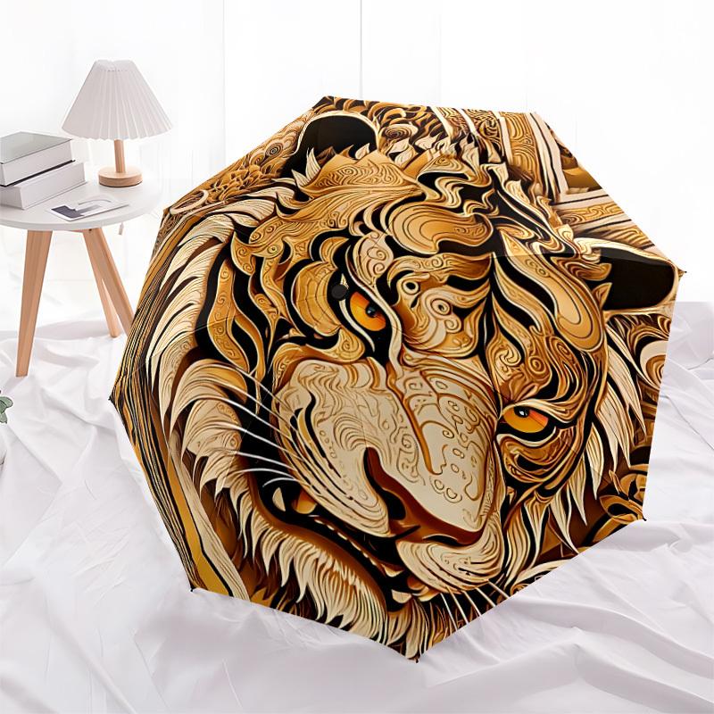 1PC Tiger Print Automatic Open/close, All-Season Portable Folding Umbrella for Women & Men yy250919163