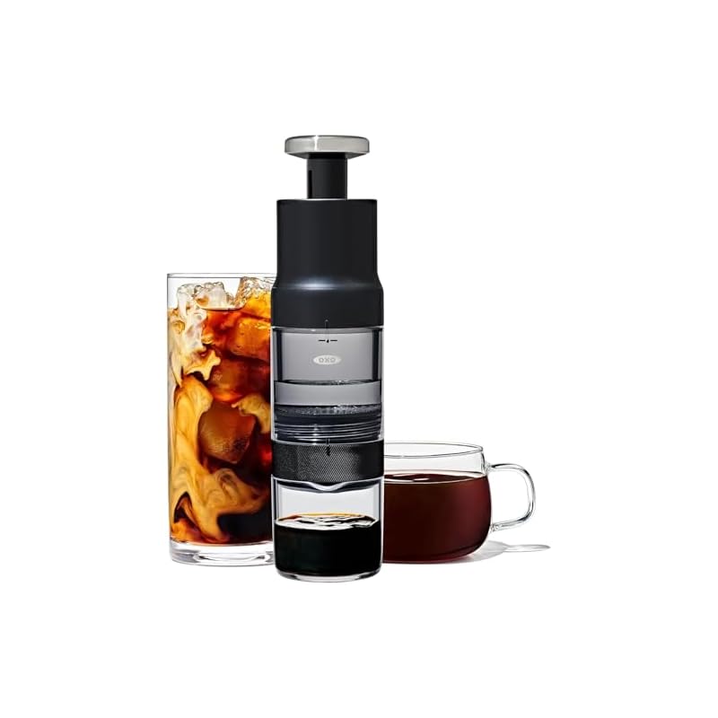 OXO Quick Concentrated Coffee Maker, Cold Brew Coffee Bottle, Lightweight and Portable, Makes 4 Cups In 5 Minutes
