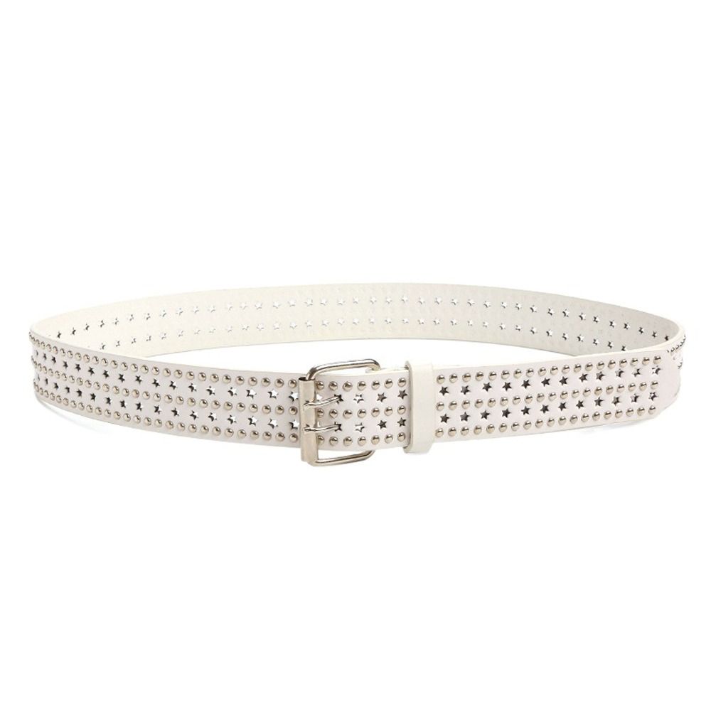 Wide Side PU Leather Star Hole Women Waist Belts Y2K Style Belts Korean Waistbands Men Waist Belts