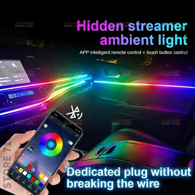 22in1 RGB Car Interior Acrylic Car Ambient Lights RGB Hidden Acrylic Strip Decoration Atmosphere Accessories For Silverado