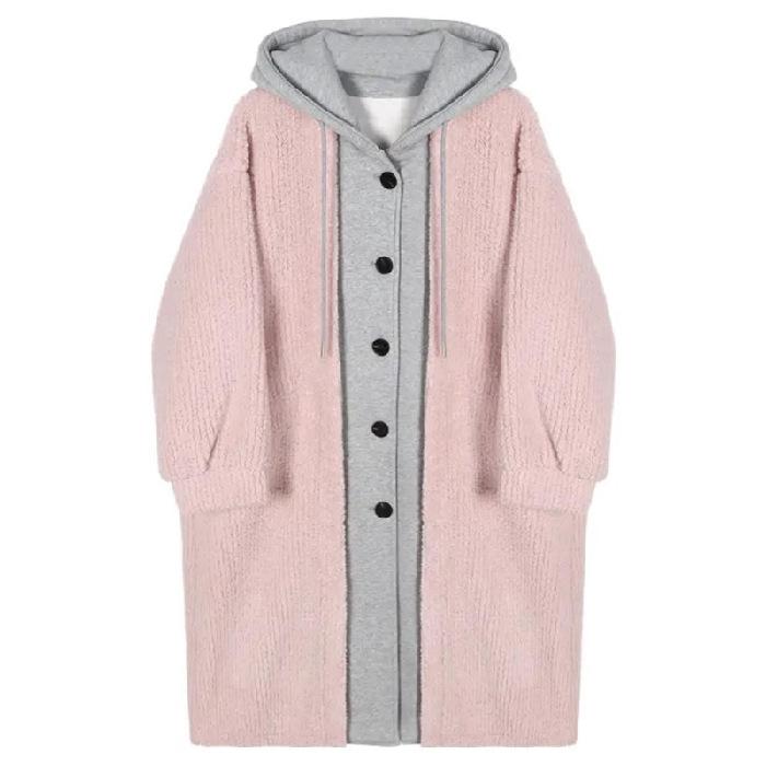 

Korean version of lazy style long cardigan fashion suit autumn and winter new stacked suspender skirt women s tide S розовый