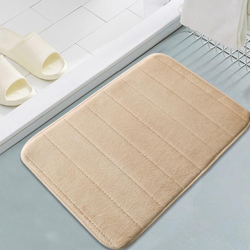 Solid Color Kitchen Bathroom Thick Coral Fleece Floor Mat
