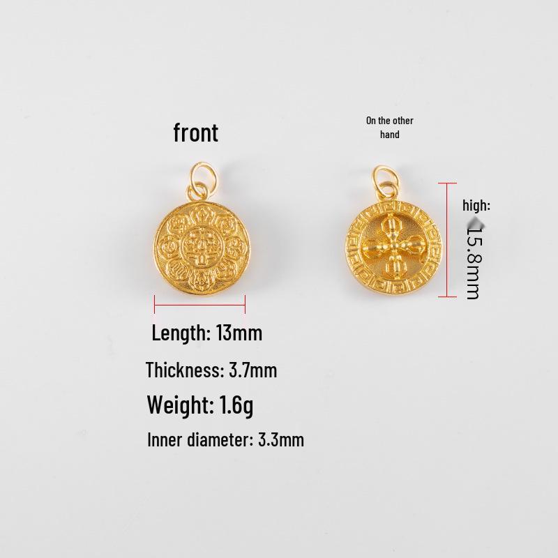 

S925 Sterling Silver Gold-Plated Eight Trigrams Pendant with Red Woven Rope Bracelet Charm