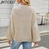 BITCED Relaxed-Fit Oversized Cardigan Autumn/Winter Long-Sleeved V-Neck Cable-Knit Sweater