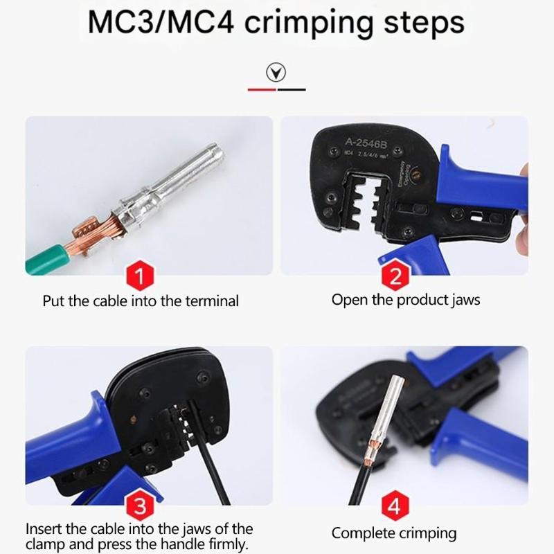 Solar Connector Crimping Tool with Ergonomic Handle Solar Crimper for Full Crimp on Cable Size 2.5/4.0/6.0mm²