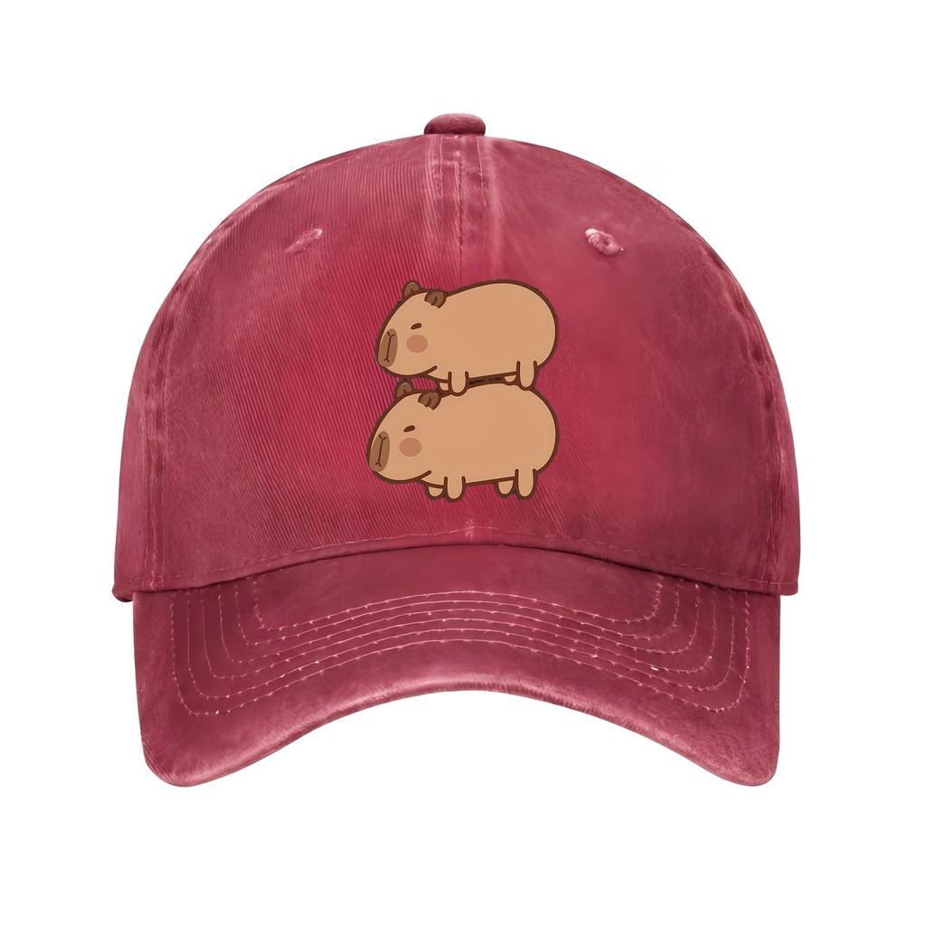Süße gestapelte Capybara Baseballkappe Polyester Lässig Streetwear Verstellbar Unisex Hut