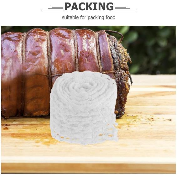 DOITOOL 4 Meat Netting Roll Size 16, Cotton Ham Sock for Sausage Making, Elastic Butchers Twine Cooking String Food Net, Poultry Meats Cooking,
