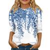 Children's 3/4 Sleeve Tops Casual  Print T Shirt Round Neck Pullover Blouse