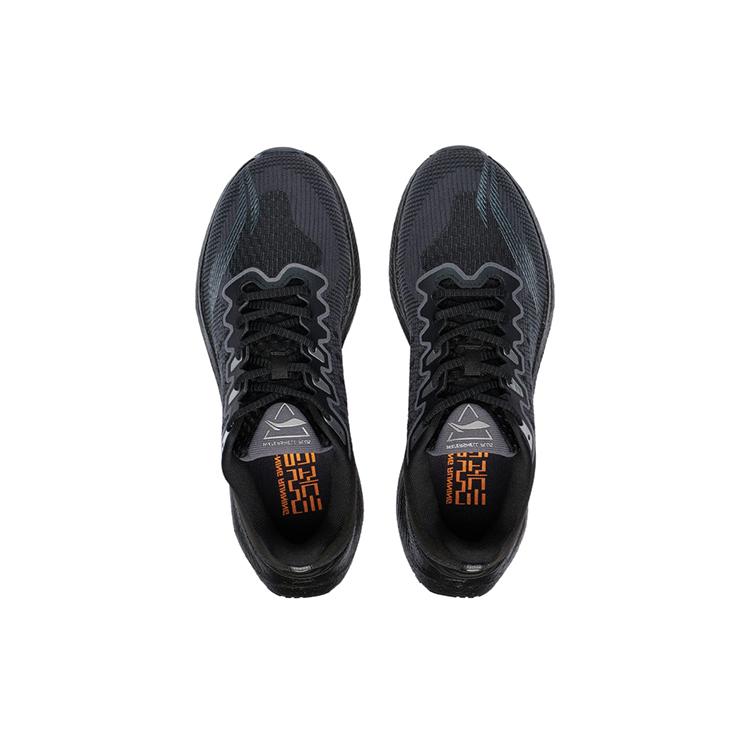 Li Ning Fabric Cushioning Slip Resistant Abrasion Resistant Low Top Running Shoes Men's Black ARHR145-1