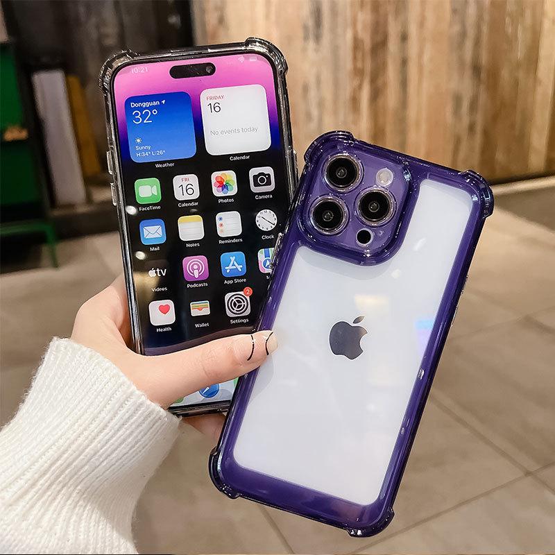 Acrylic Airbag Corner Shell with 12 Spaces for iPhone 14 Pro/15 Plus Anti-Fall Case
