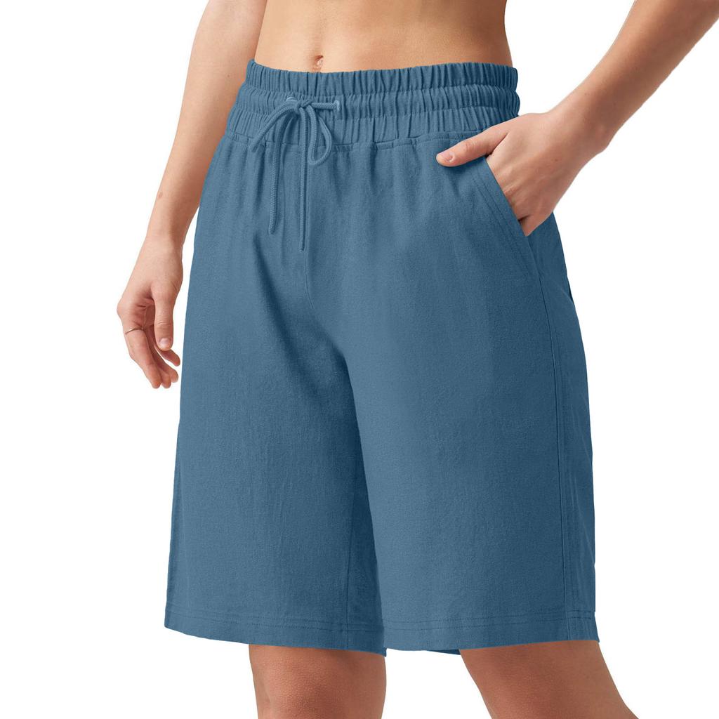 Women's Fashion & Casual High-Waisted Bermuda Shorts — Wide-Leg, Drawstring, With Pockets