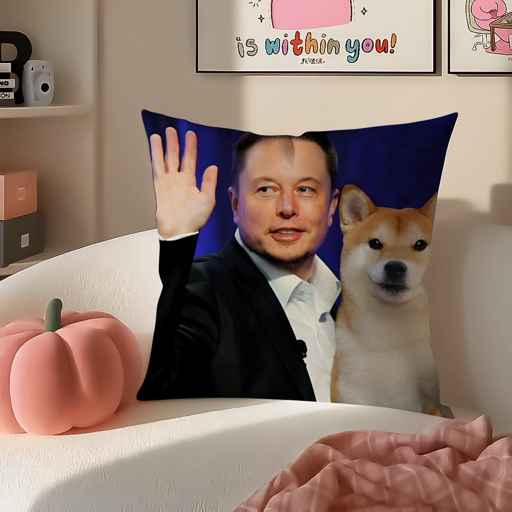 EElon MMusk meme Cushion Cover Pillowcase Short Plush Invisible zipper Room Sofa Cushion Cover