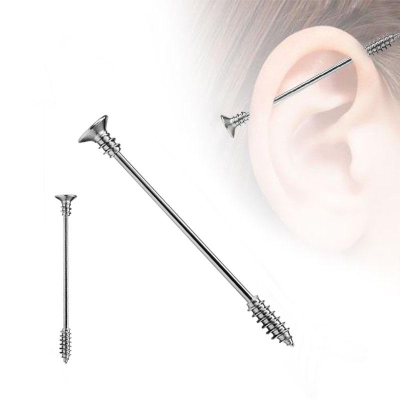 1 Stück Stahl Industrielles Ohrpiercing Industrielle Barbells Stange Gerüst Ohrknorpel Helix 14G Gold Silber Körperschmuck