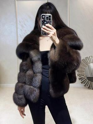Damen Umweltfreundlicher Kunstpelz Nerzmantel, Herbst/Winter 2026 Mode, Neuer Stil mit großem Revers.