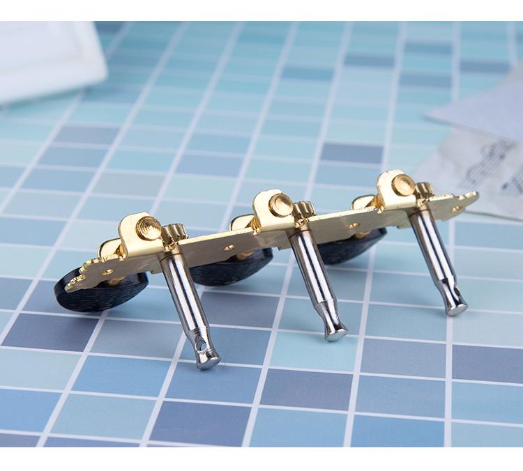 Gold Plated 3+3 Long Position Acoustic Guitar Tuning Pegs with Black Plastic Heads