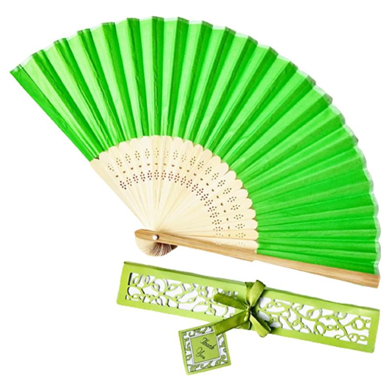 Folding Fan Silk Wedding Dance Hand Fan With Gift Box Party Favors