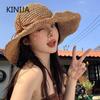 Holiday Beach Fisherman Hat Large Brim Sun Protection Woven Straw Hat Women Panama Chapeau Korean Style