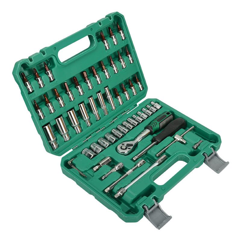 53-Piece 72-Tooth Socket and Ratchet Wrench Set for Car Repair