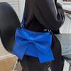 Autumn New Luxury Big Bow Blue Underarm Bag For Women  Fashion Bow Decor One Shoulder Bag PU Solid Versatile Crossbody Bags