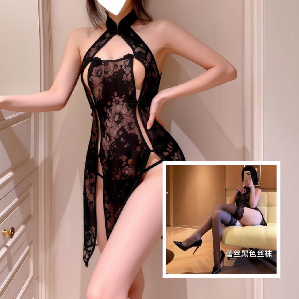 Sex lingerie sexy free temptation cheongsam hot cosplay uniform pure desire wind see-through nightdress