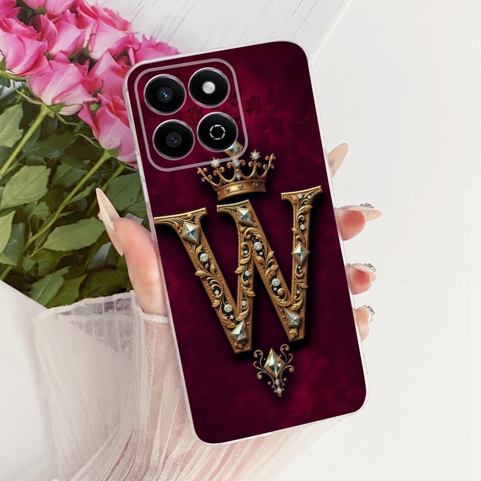 For Honor X7C Royal Crown Initial Letter Couple Phone Case For Honor X7c ALT-LX2 Soft Silicone TPU Cases Bumpers