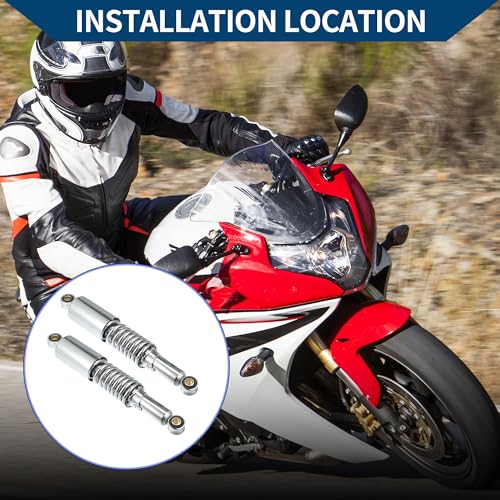 Hihaha Rear Suspension Motorcycle Rear Shock Absorber for Honda CB400ss / Silver, Durable, 1 Pair