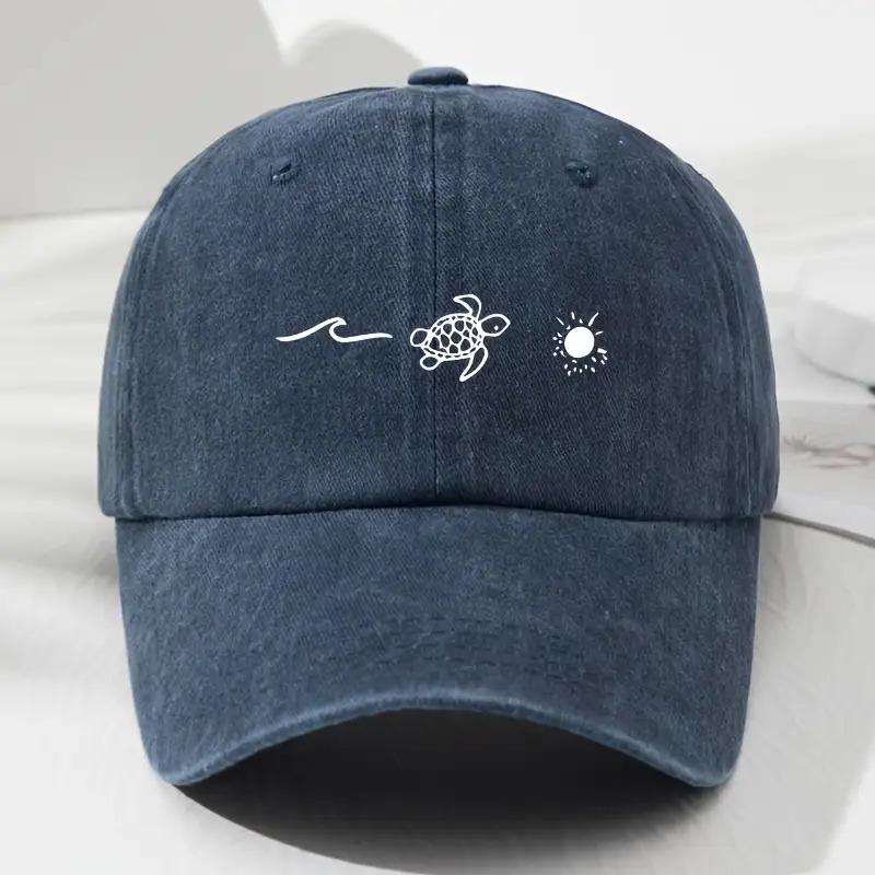 Unisex verstellbare Baseballkappe mit Wellen-Schildkröten-Sonnen-Design, leicht, atmungsaktiv und stilvoll für Outdoor-Aktivitäten