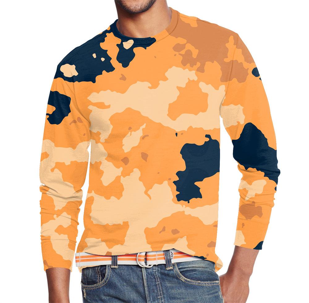 Men's Summer Long Sleeve Outdoors Camouflage Colorful Print T-Shirt Top Men Streetwear Clothing Long Sleeve T-Shirt Women's Pullover